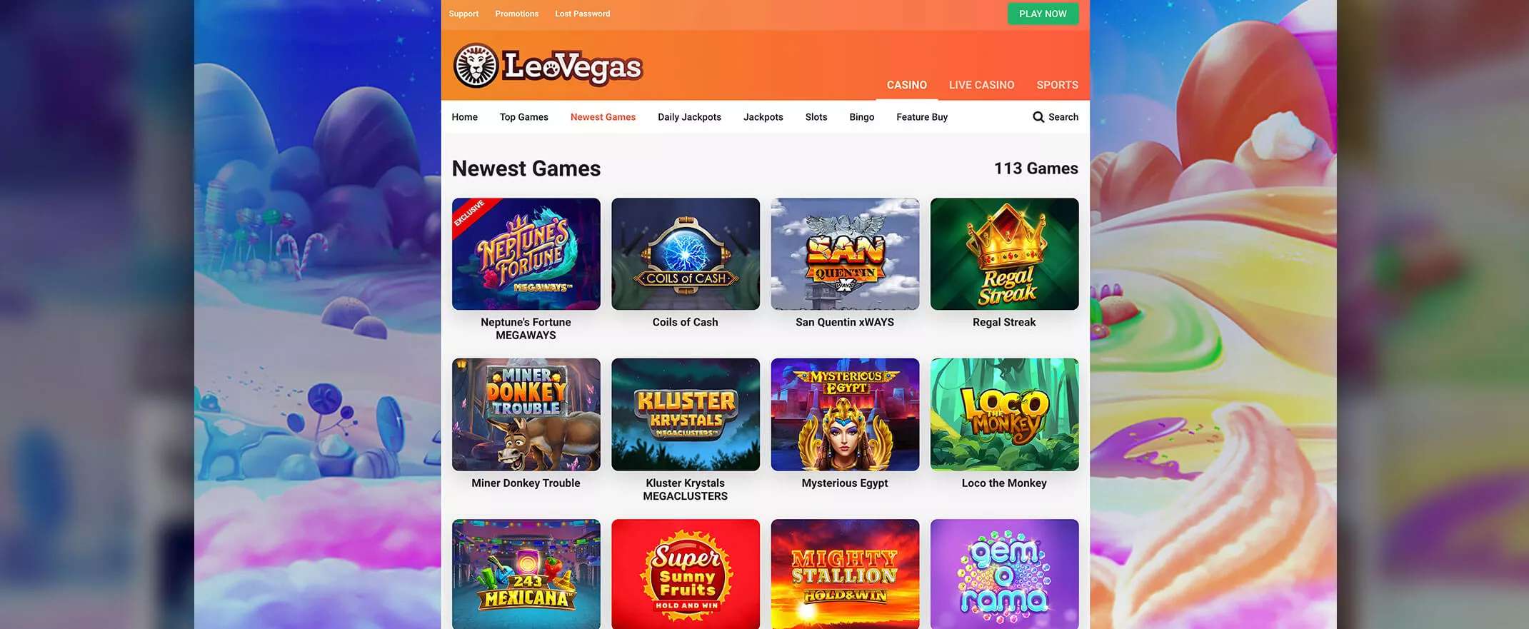 LeoVegas Screenshot of the Games