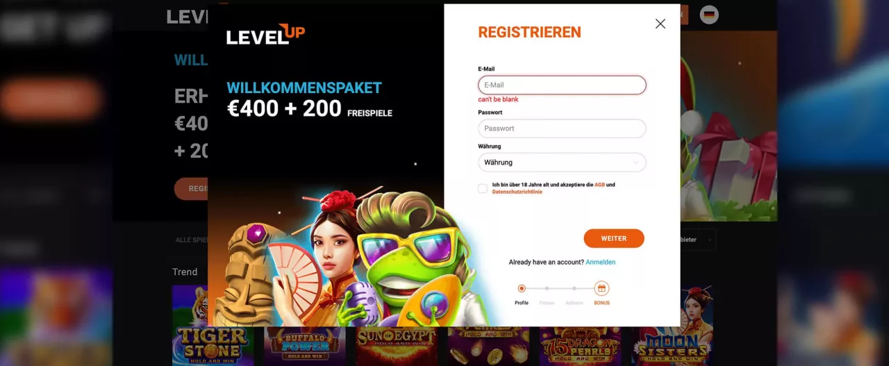 LevelUp Casino registrierung