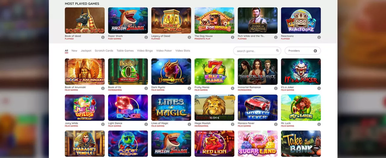 Ovitoons Casino games screenshot