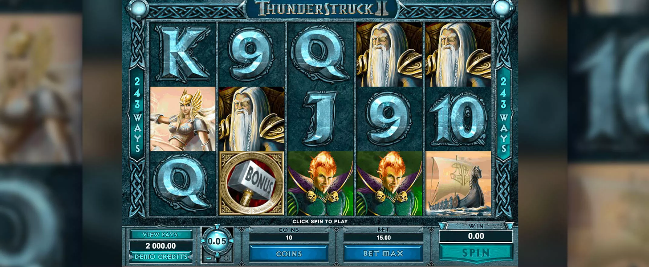 Thunderstruck 2 screenshot of the bonus round