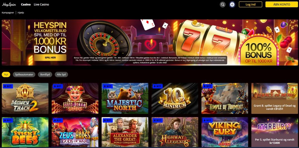 heyspin casino hjemmeside