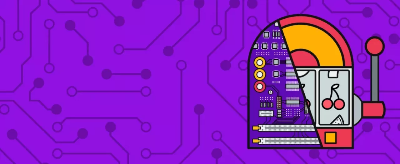 Slot Features vs Slot Mechanics on purple background