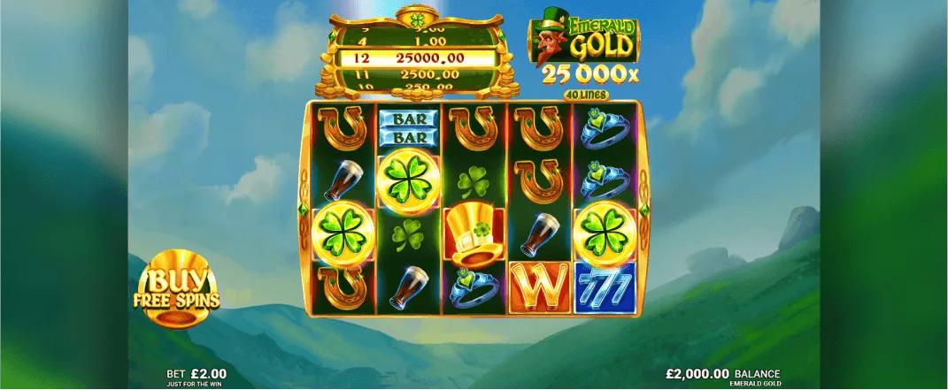 Emerald Gold slot screenshot of the reels