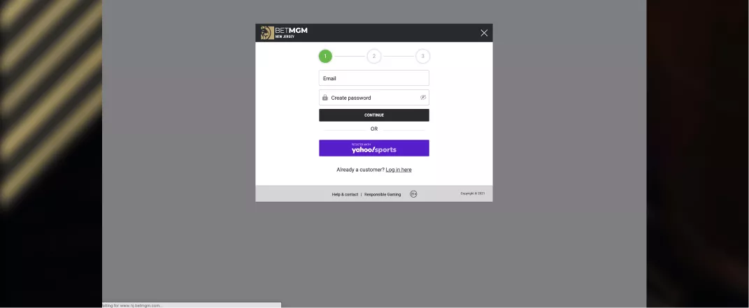 BetMGM registration screenshot