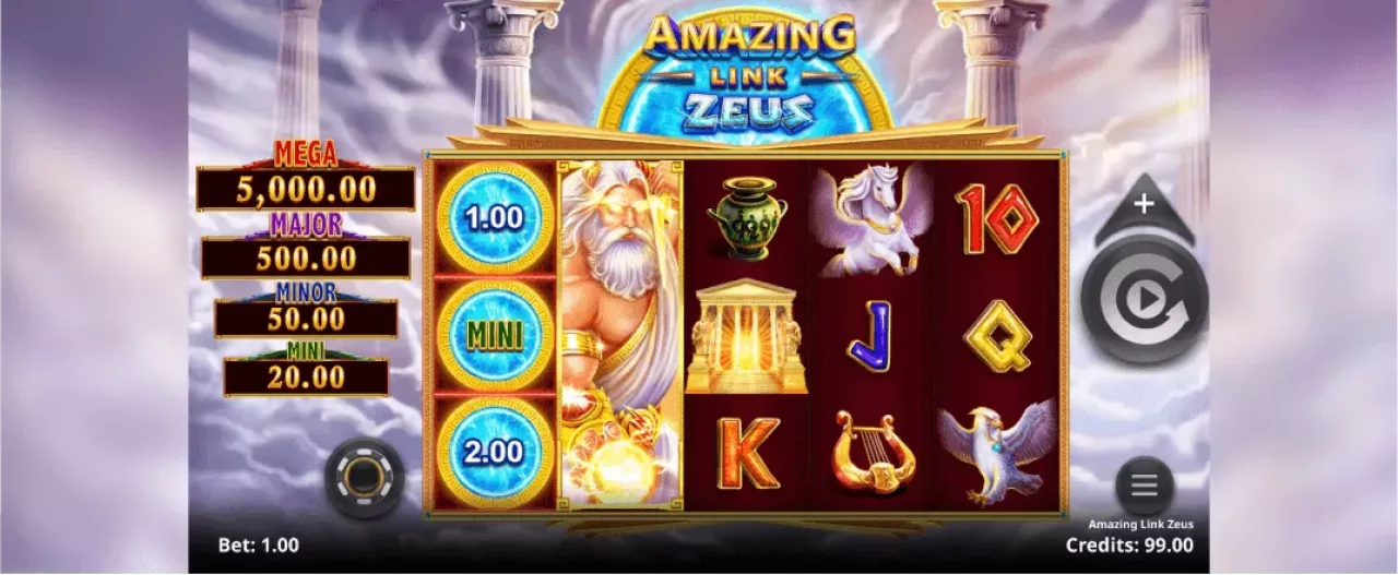 Amazing Link Zeus slot screenshot of the reels