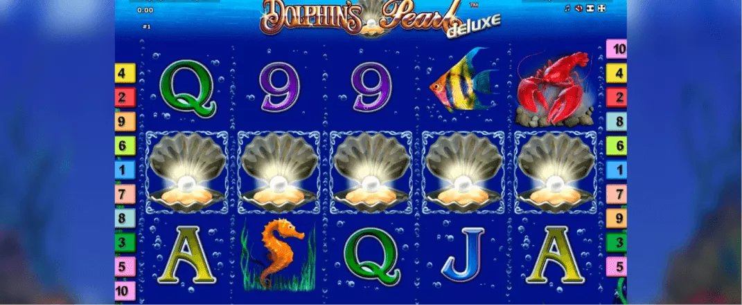 Dolphin's Pearl Deluxe slot screenshot of the reels