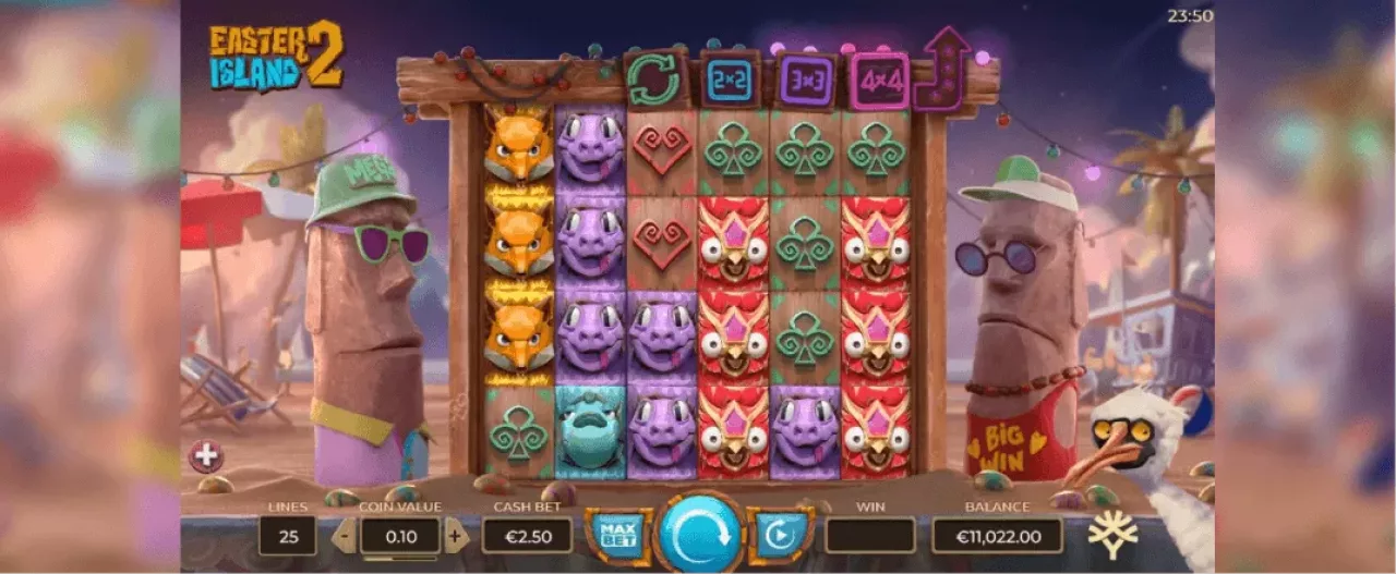 Easter Island 2 slot screenshot of the reels