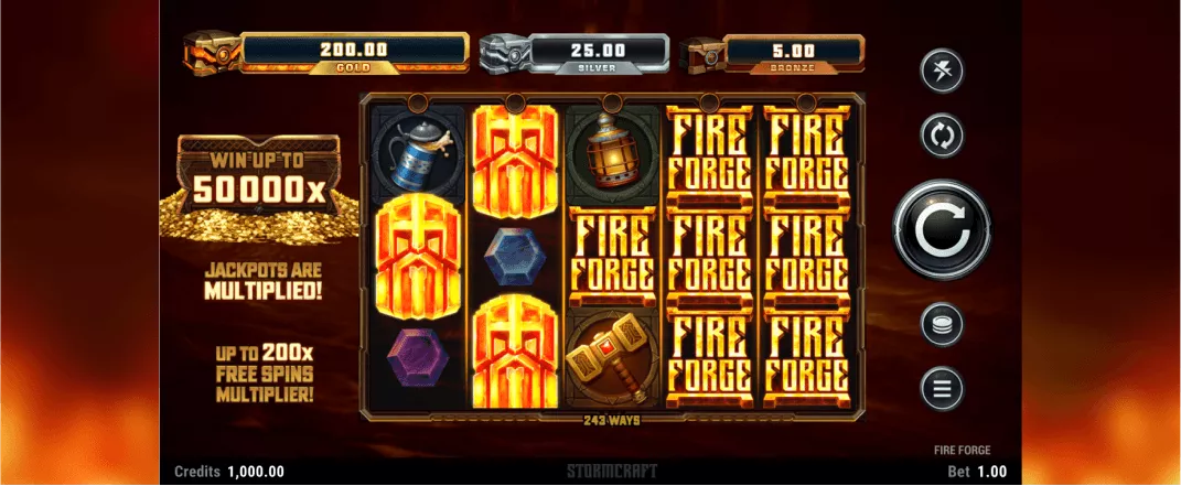 Fire Forge slot screenshot of the reels