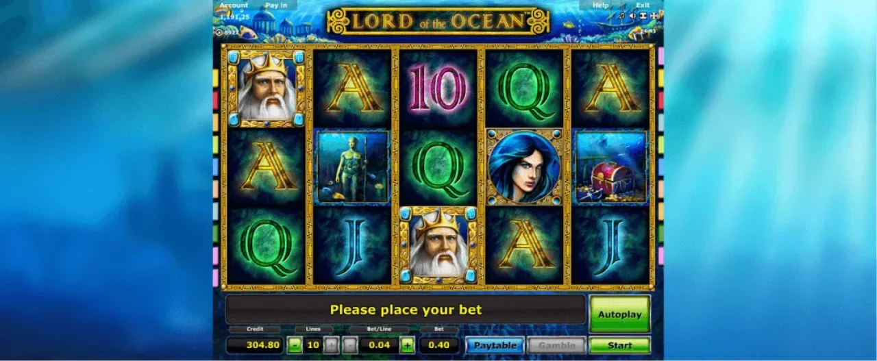 Lord of the Ocean slot screenshot of the reels