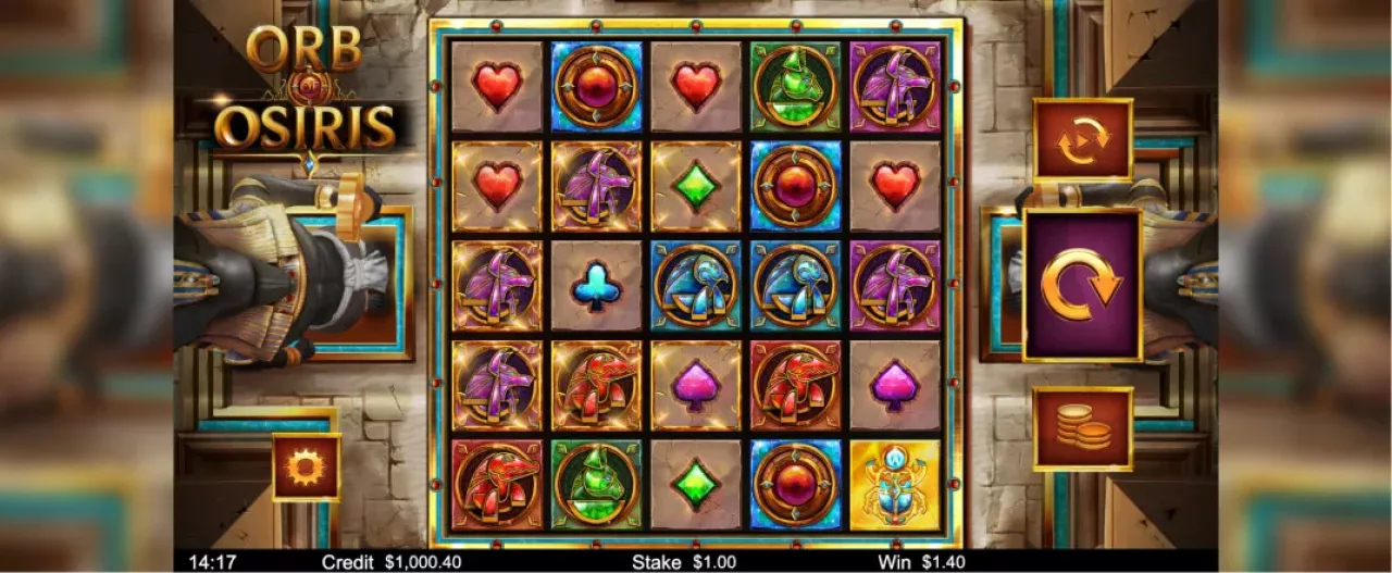 Orb of Osiris Spielautomaten Bewertung, Walzen und Symbolen
