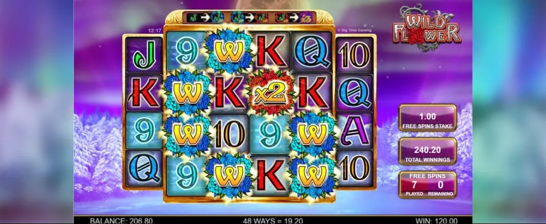 Wild Flower slot screenshot of the reels