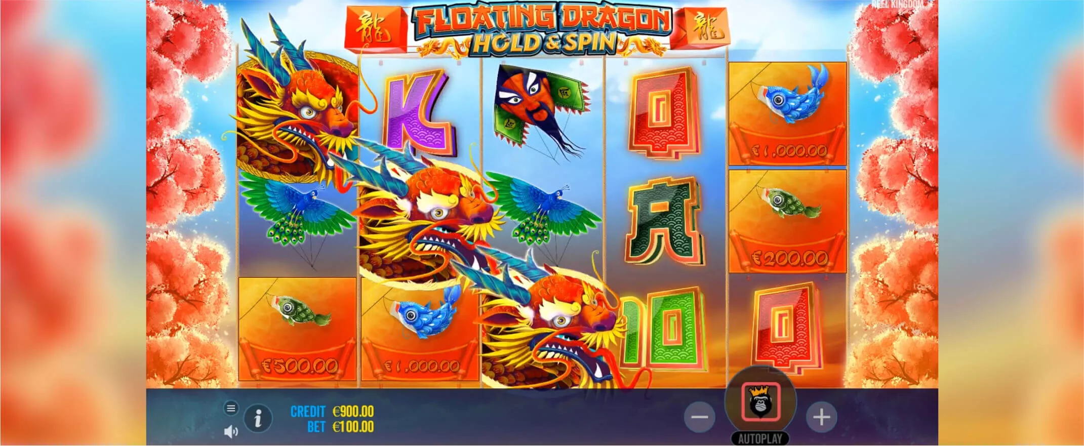 Floating Dragon slot screenshot of the reels