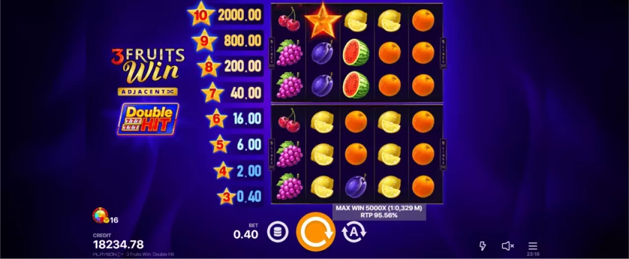 3 Fruits Win: Double Hit screenshot of the reels