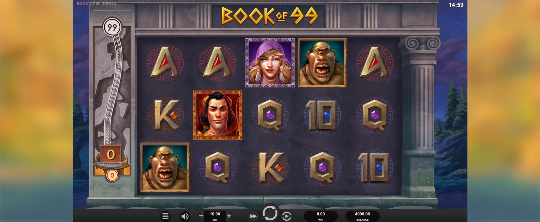 Book of 99 slot screenshot of the reels
