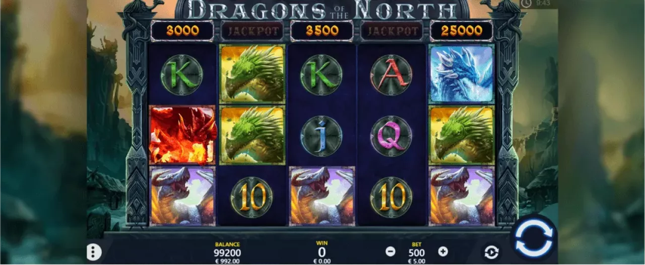 Dragons of the North slot screenshot of the reels