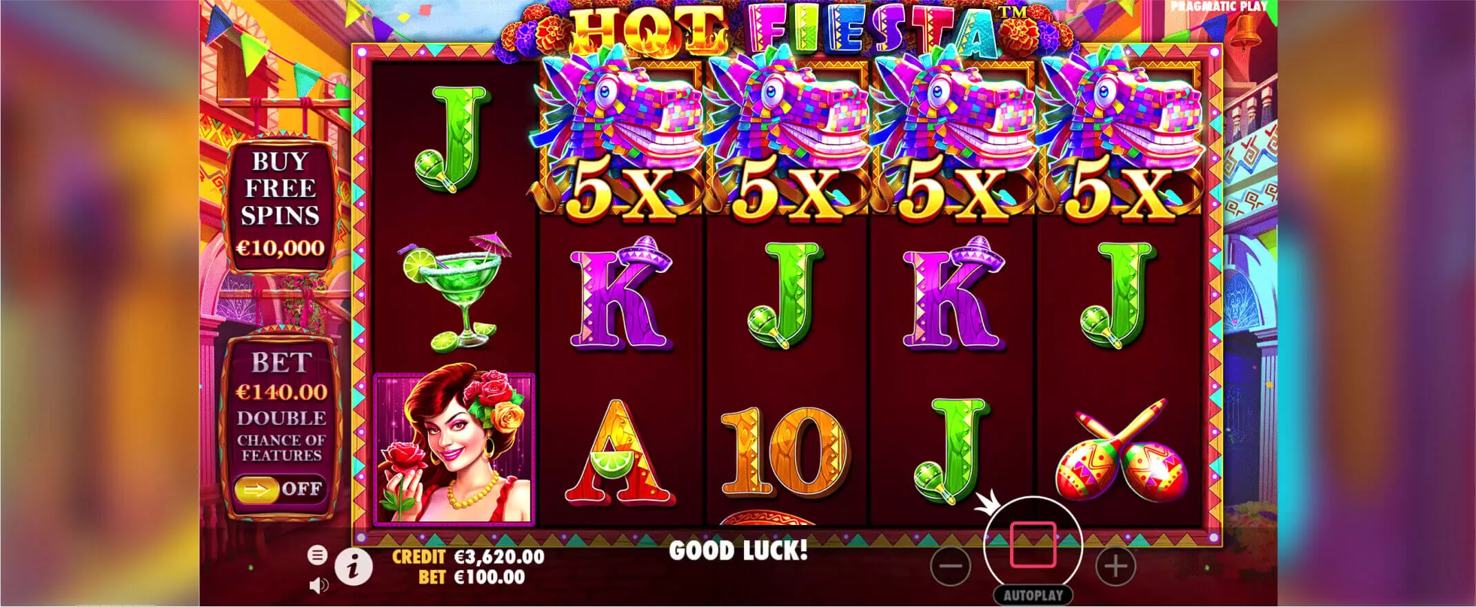 Hot Fiesta slot screenshot of the reels