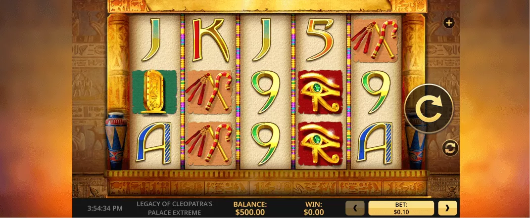 Legacy of Cleopatra's Palace slot screenshot of the reels