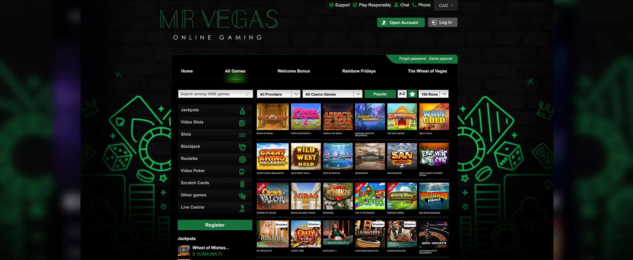 Mr Vegas screenshot of the games