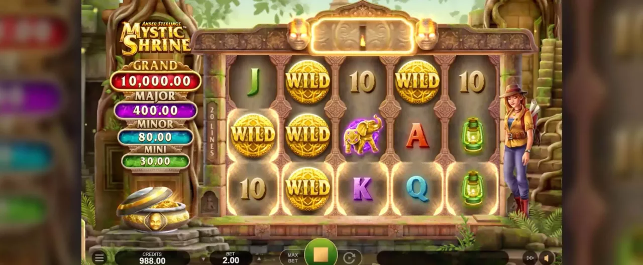 Amber Sterling's Mystic Shrine slot screenshot of the reels