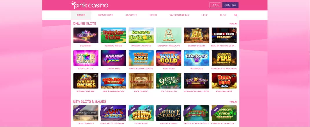 Pink Casino games screenshot