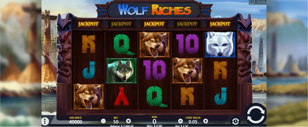 Wolf Riches slot screenshot of the reels