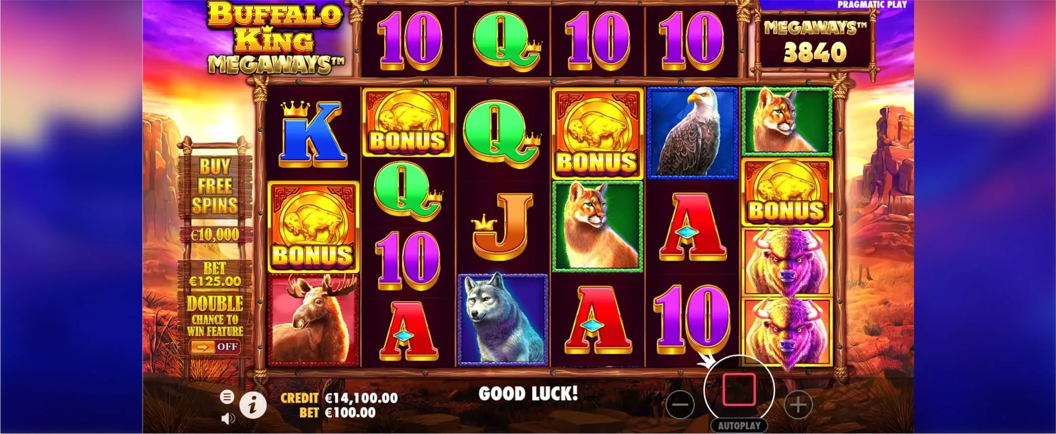 Buffalo King Megaways slot screenshot of the reels