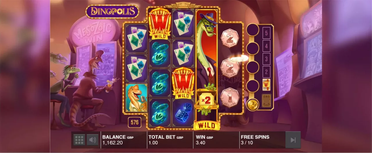 Dinopolis slot screenshot of the reels