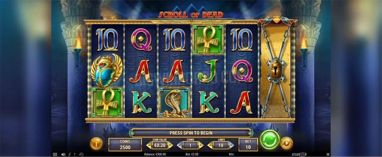 Scroll of Dead slot screenshot of the reels