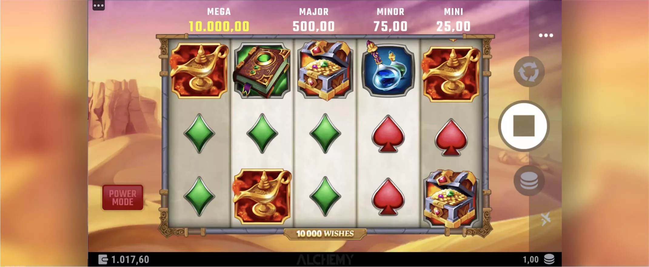 10,000 Wishes slot screenshot of the reels