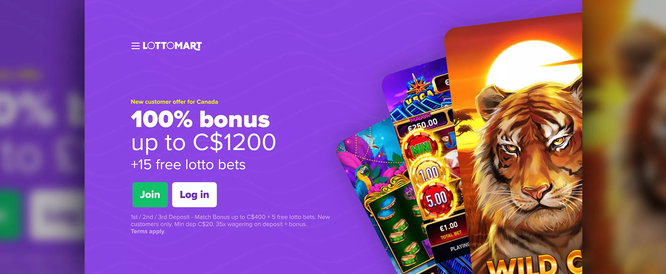 Lottomart Casino screenshot of the homepage