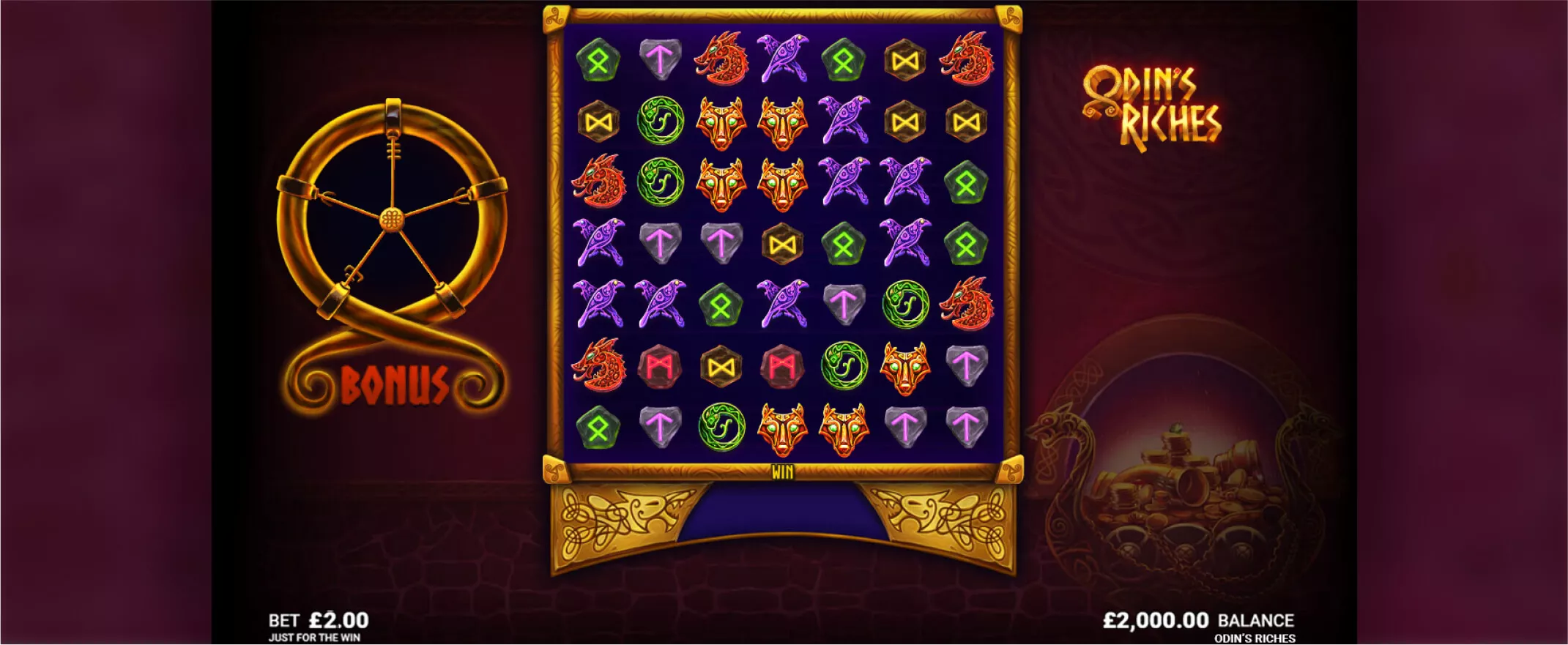 Odin's Riches slot screenshot of the reels
