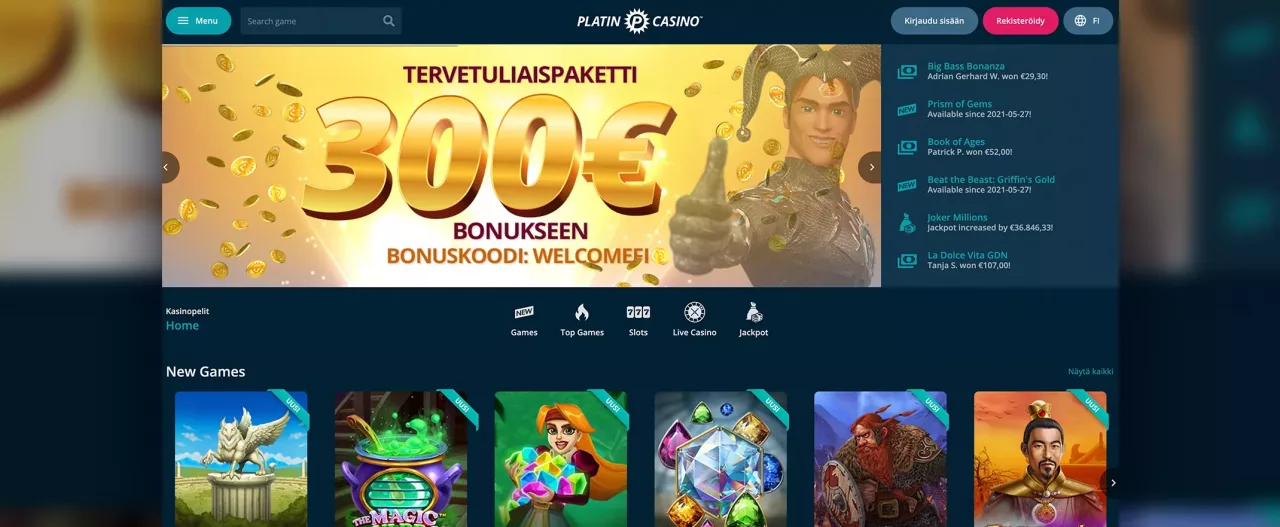 Platin Casinon etusivu