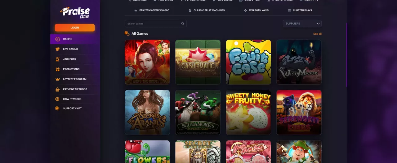 Praise Casino games screenshot