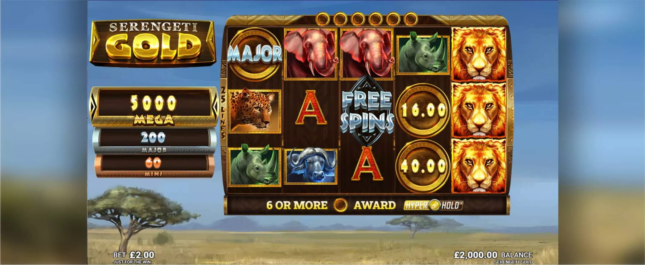 Serengeti Gold slot screenshot of the reels