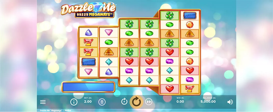 Dazzle Me Megaways slot screenshot of the reels