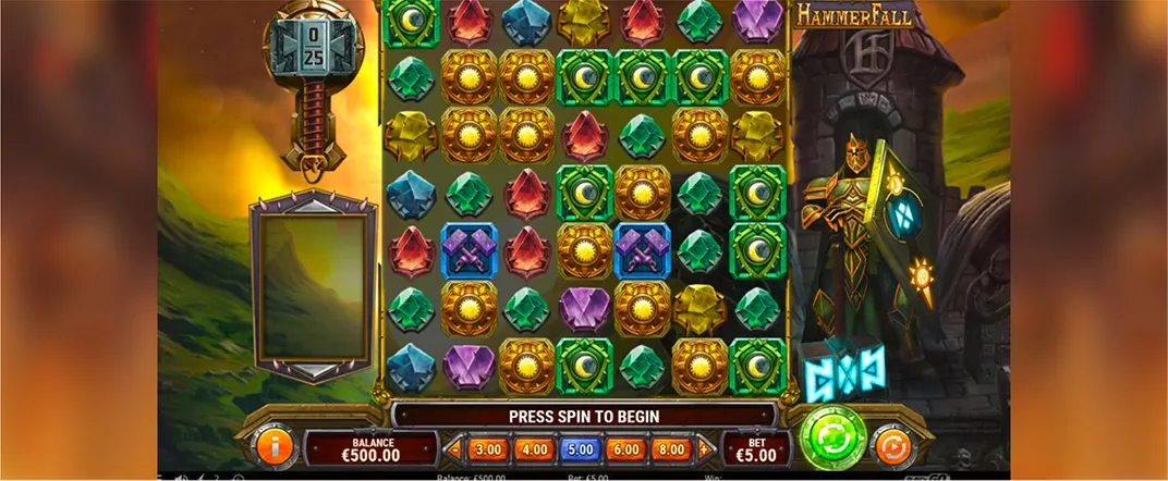 Hammerfall slot screenshot of the reels