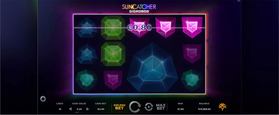 Suncatcher Gigablox slot screenshot of the reels