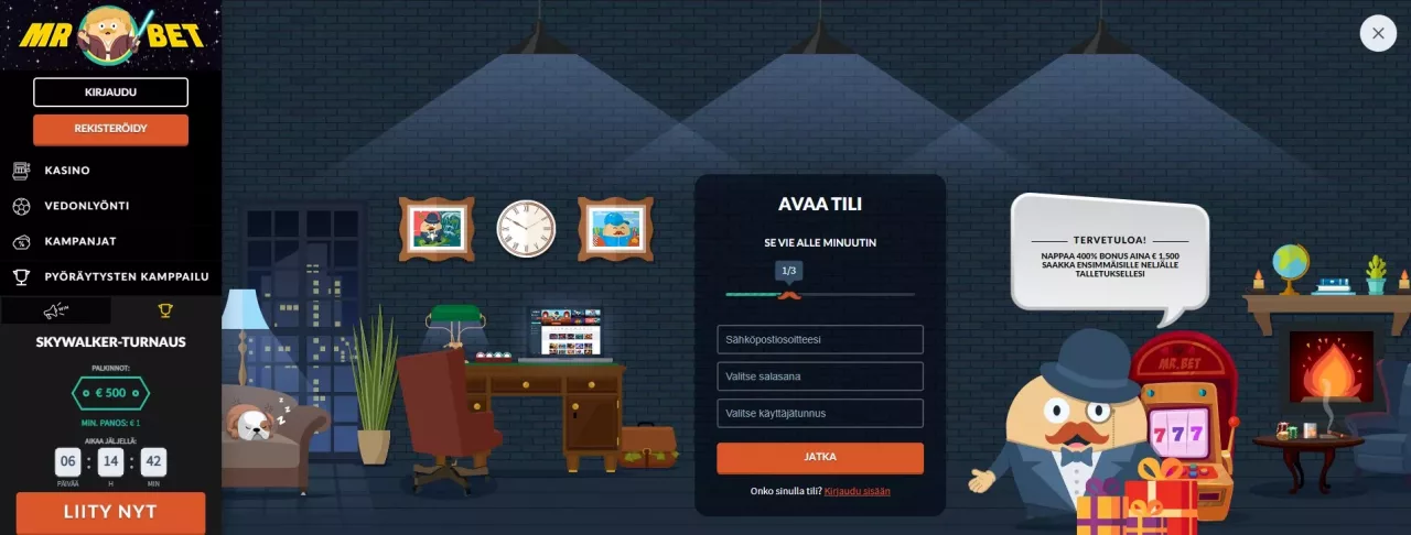 Mr Bet Casinolle rekisteröityminen
