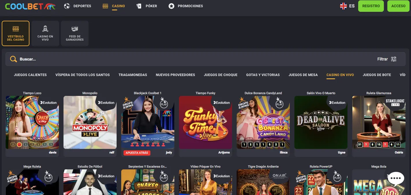 Casino en vivo en Coolbet