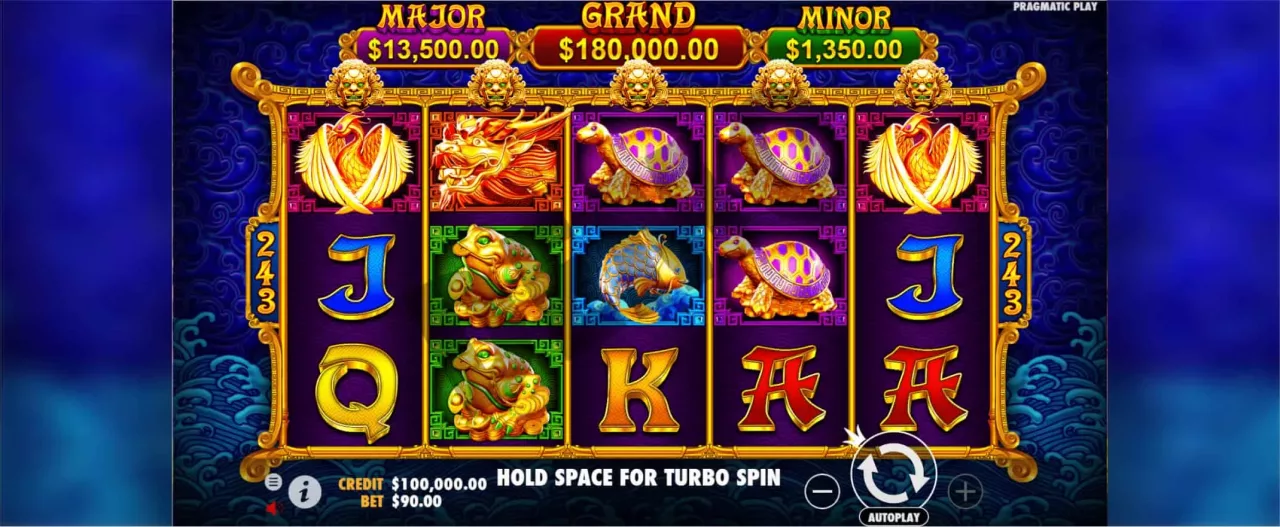 5 Lions Megaways slot screenshot of the reels