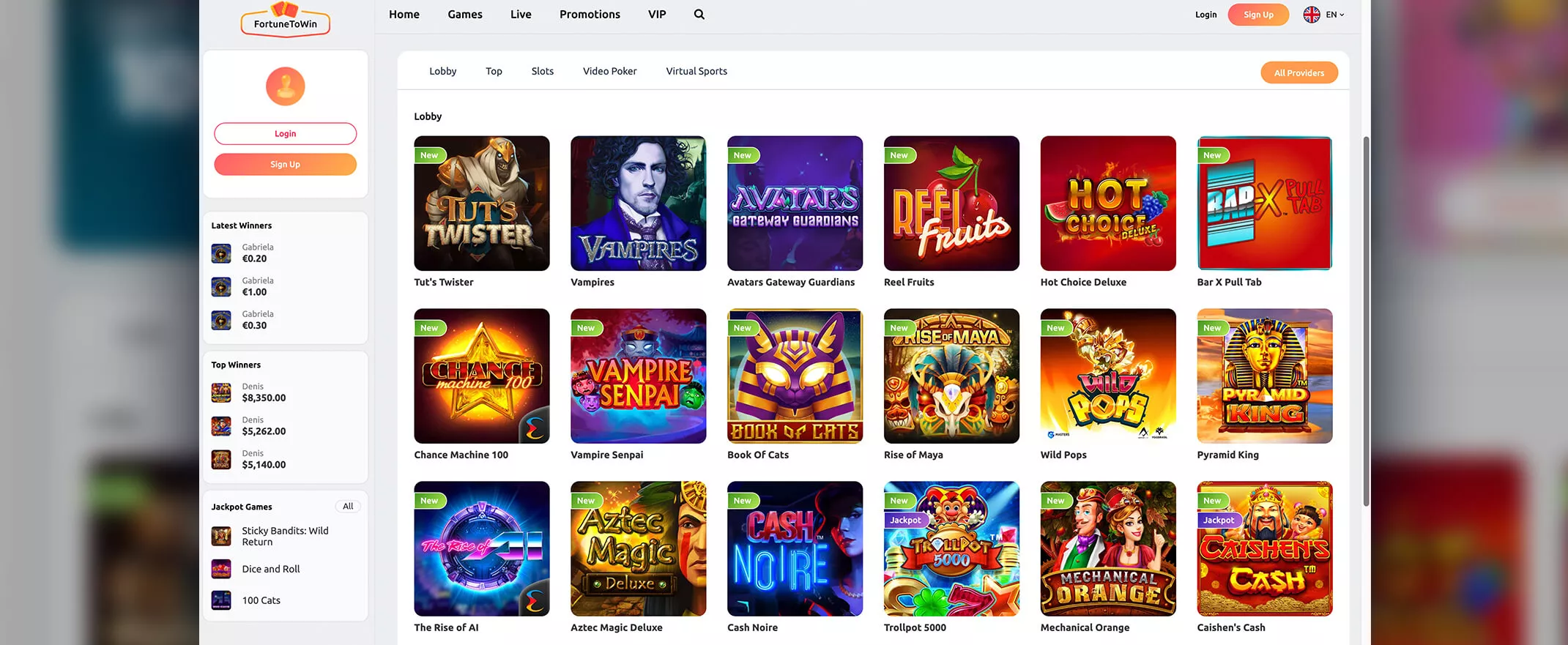 Fortune to Win screenshot of the Games