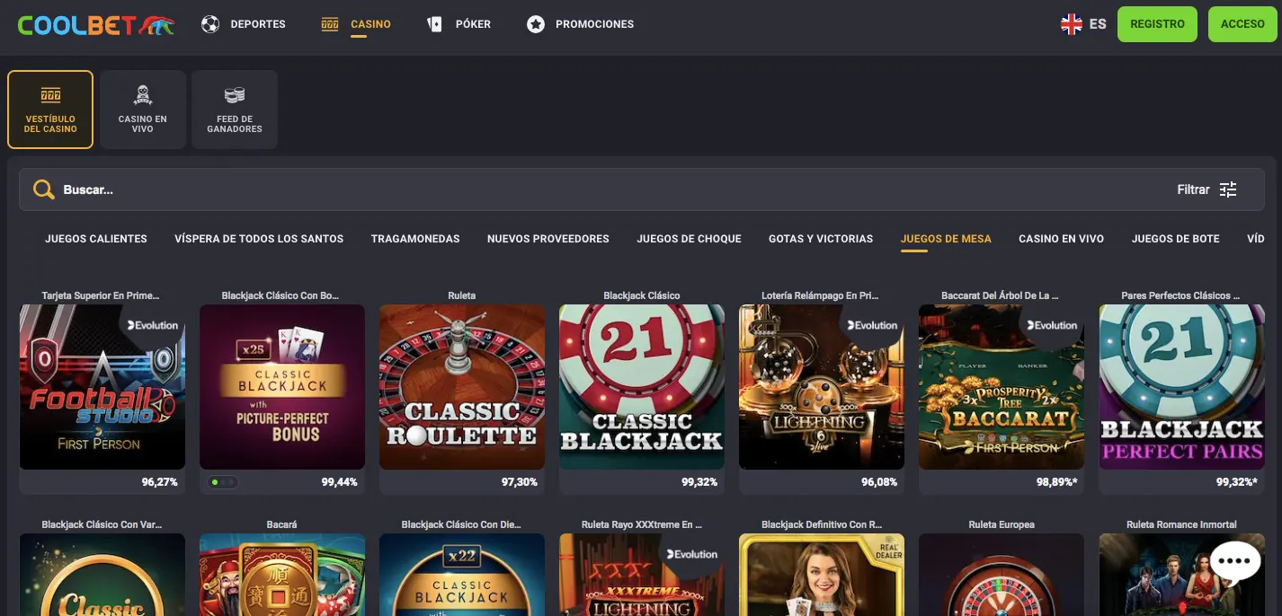Juegos de mesa en Coolbet