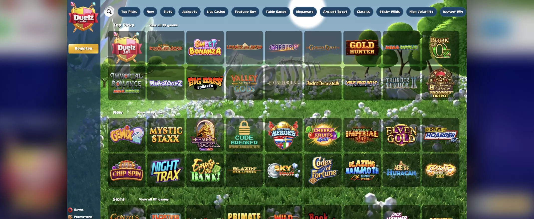 Duelz Casino screenshot of the games