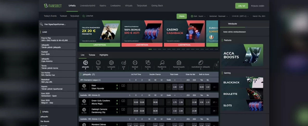 Fansbet Casinon etusivu