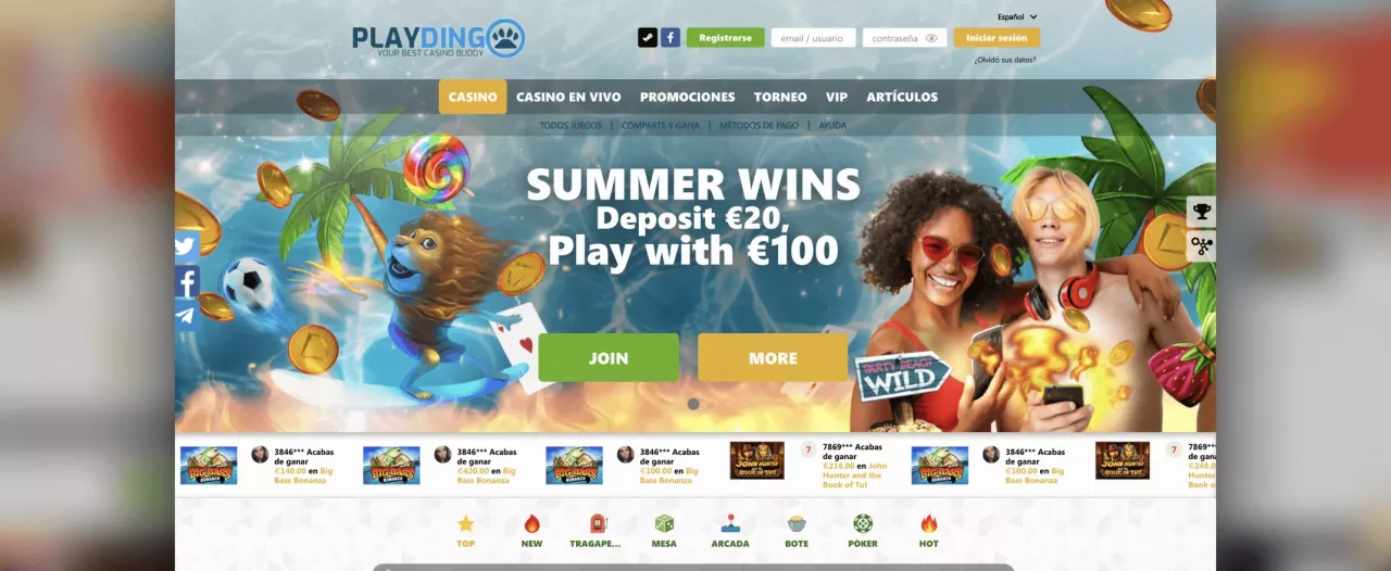 Captura de pantalla de Playdingo Casino