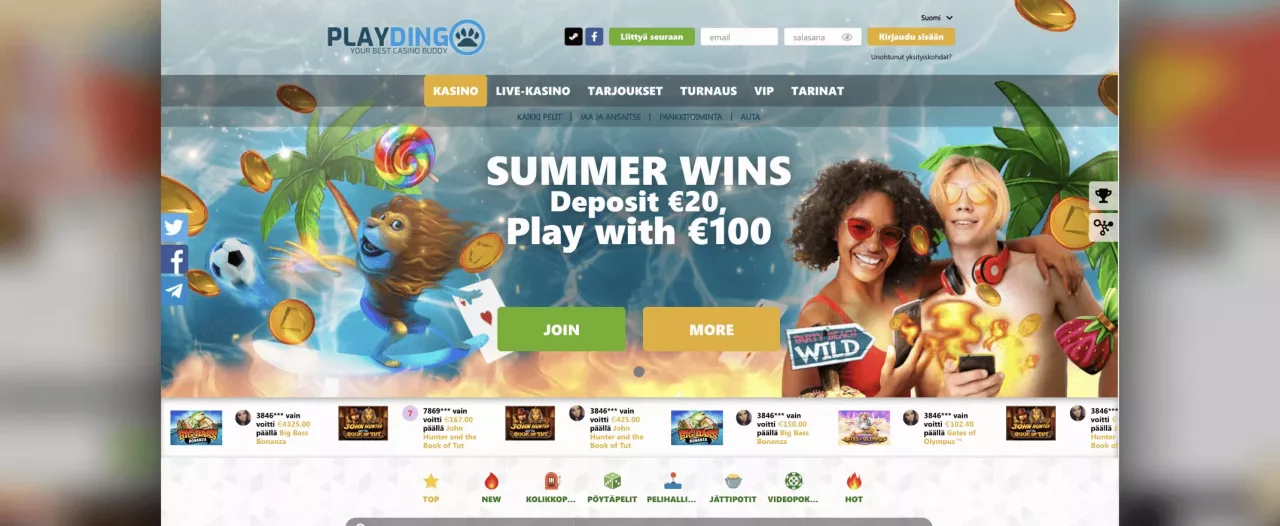 PlayDingo Casinon etusivu