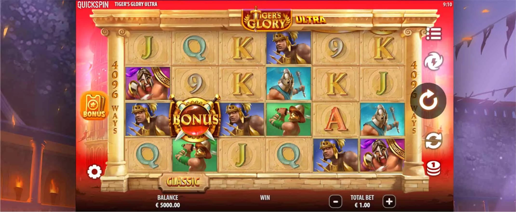 Tiger's Glory Ultra slot screenshot of the reels