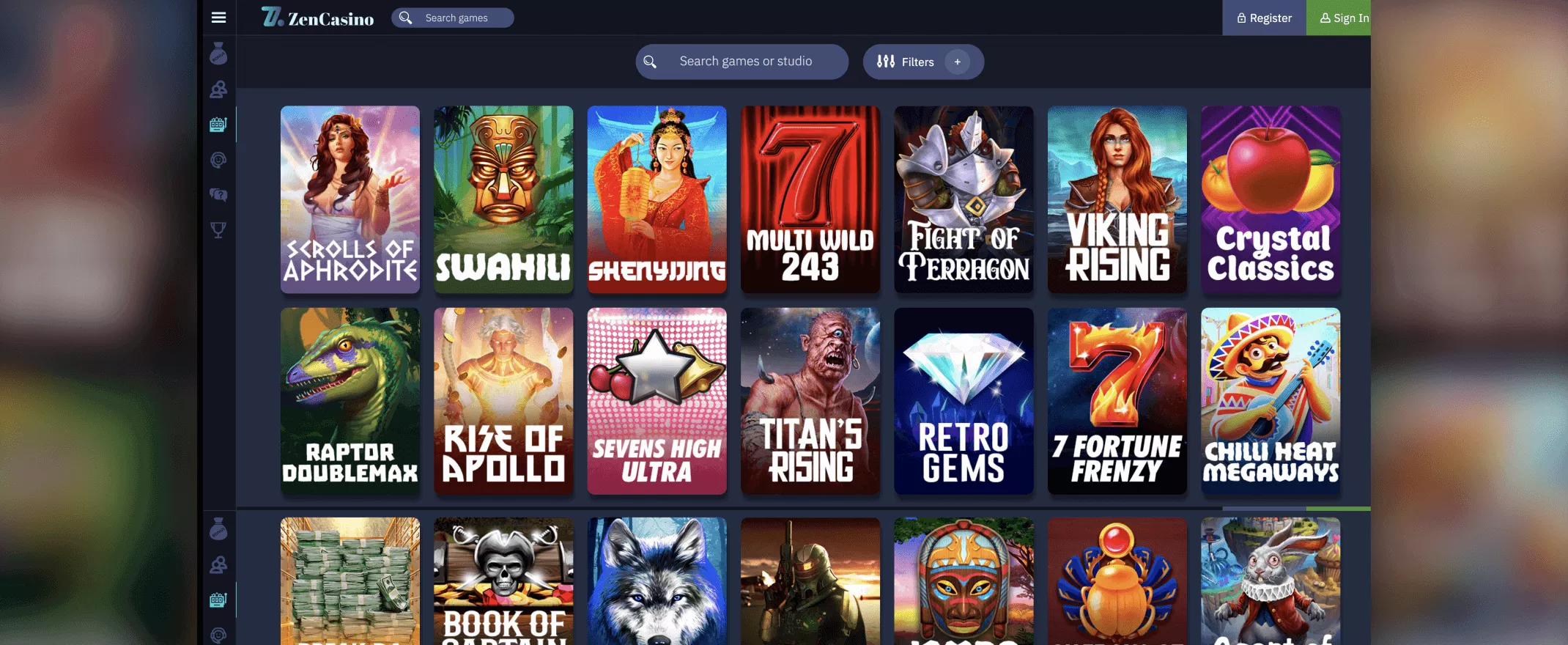 ZenCasino screenshot of the games