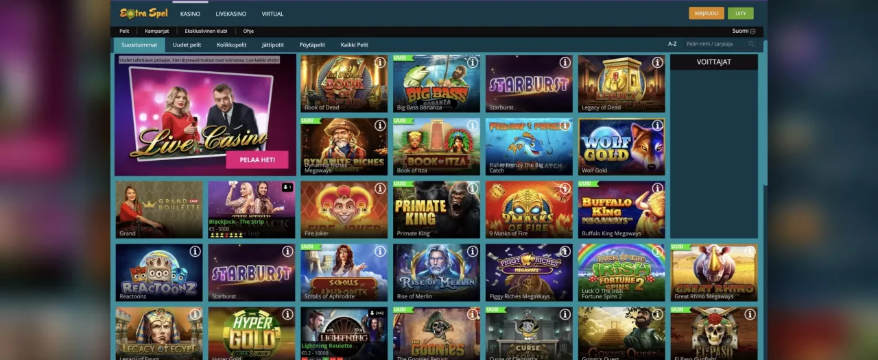 Extraspel Casino arvostelu, kuvankaappaus peliautomaateista