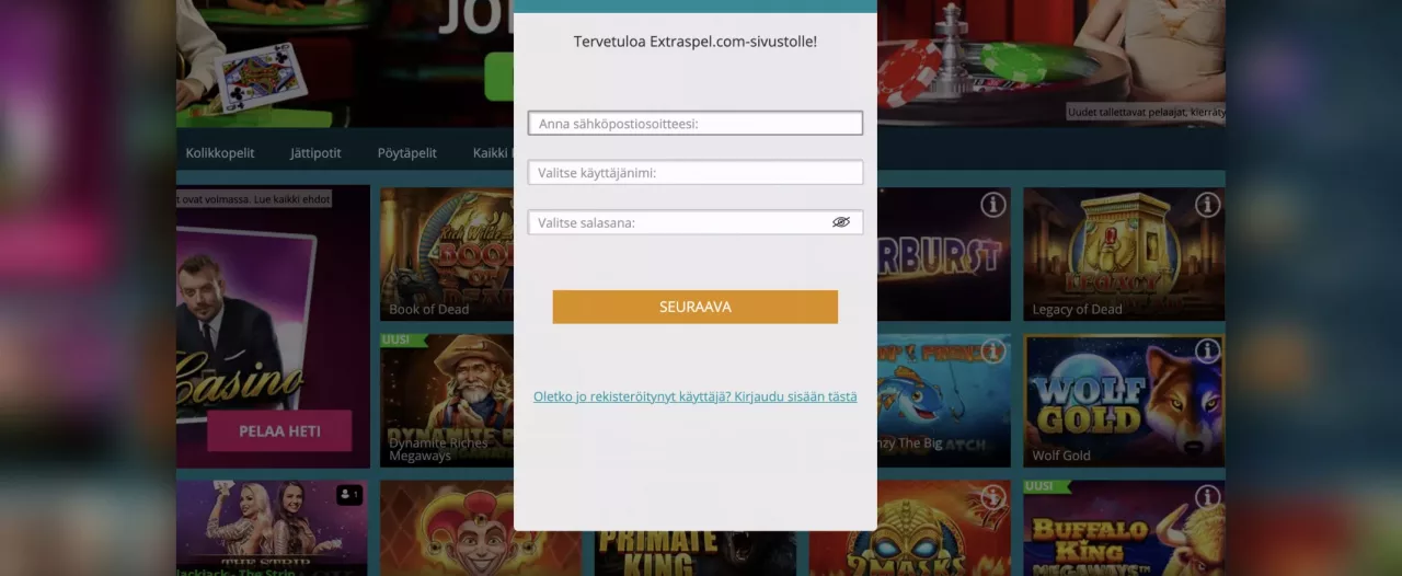 Extraspel Casinolle rekisteröityminen